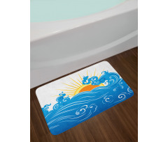 Curved Ocean Waves Sun Bath Mat