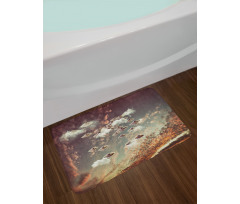 UFOs in Cloudy Sky Bath Mat