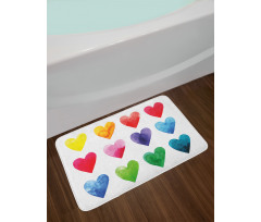 Rainbow Colors Hearts Bath Mat