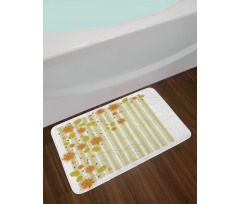 Retro Swirled Flowers Bath Mat