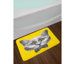 Cat Glasses Bow Tie Bath Mat