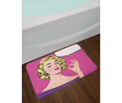 Pop Art Woman OK Sign Bath Mat