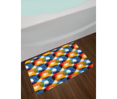 Watercolor Ring Shapes Bath Mat