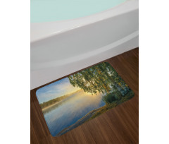 Sunny Misty Lake Summer Bath Mat