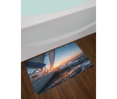 Sail Boat on Sea Hobby Bath Mat