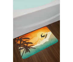 Surfer Sea Palms Sunset Bath Mat