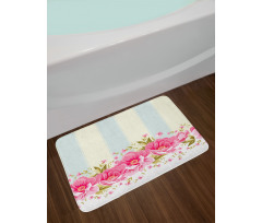 Pink Peony Border Tile Bath Mat