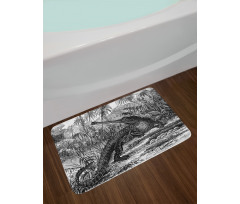 Old Crocodile in Forest Bath Mat