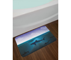 Wild Sharks in Sea Bath Mat