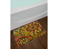 Abstract Curly Floral Bath Mat