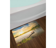 Wood Deck Lake Foliage Bath Mat