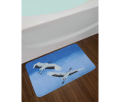 Red Crowned Cranes Japan Bath Mat