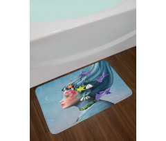 Woman Oceanic Hairstyle Bath Mat