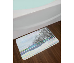 Rural Winter Forest Art Bath Mat