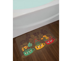 Plants in Cups Pottery Bath Mat