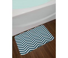 Zigzag Chevron Blue Lines Bath Mat