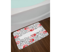 Sketchy Birds Swirls Bath Mat