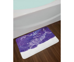 Watercolor Fish Floral Bath Mat