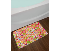 Mushrooms Poppies Bath Mat