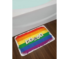 Grunge Flag Peace Word Bath Mat