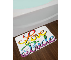 Love Text Rainbow Colors Bath Mat