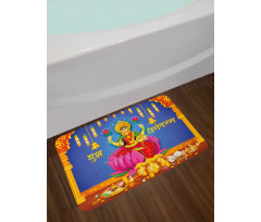 Ethnic Figures Lotus Ancient Bath Mat