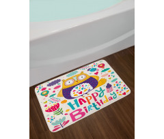 Funny Greeting Doodle Art Bath Mat