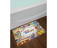 Colorful Cartoon Party Bath Mat