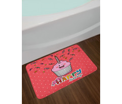 Pink Cupcake Bow Bath Mat