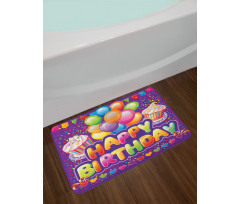 Cupcake Hearts Balloons Bath Mat