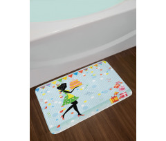 Mother with Cake Cartoon Bath Mat