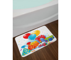 Pie Hats Presents Ballons Bath Mat