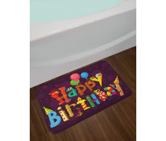 Party Objects as Letters Bath Mat