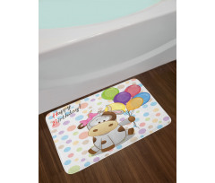 Baby Cow and Balloons Bath Mat