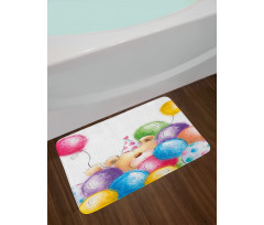 Sketchy Bear Balloons Bath Mat