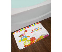 Birthday Owls Birds Bath Mat