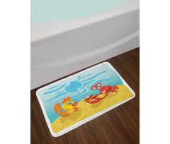 Fish Crab Cartoon Bath Mat