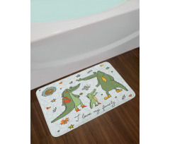 Alligator Family Cartoon Bath Mat