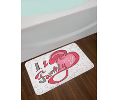 I Love Family Hearts Swirl Bath Mat