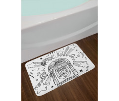 Cartoon Sketchy Music Box Bath Mat