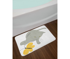 Cat Yellow Moth Bath Mat