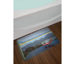 Tropical Island Flowers Bath Mat