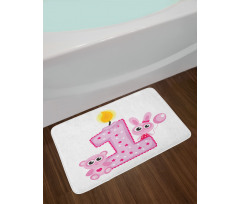 Girls Birthday Bunnies Bath Mat