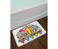 Pop Art Style Party Bath Mat