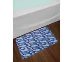 Feather and Wavy Design Bath Mat