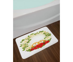 Roses Wedding Rings Bath Mat