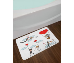 Newlyweds Caricature Bath Mat