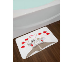 Newlywed Couple in Car Bath Mat