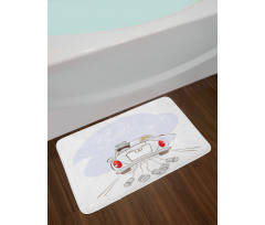 Retro Married Couple Car Bath Mat