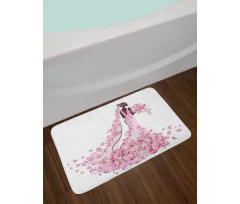 Floral Bridal Gown Bath Mat